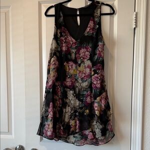 Astr Floral Mini Dress - Black and Pink